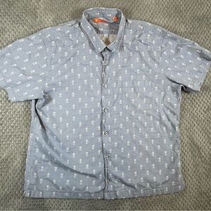 Tori Richard Short Sleeve Button Up Men's Size XL Pineapple‎ Hawaiian Chambray